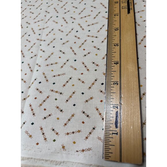 "Wit And Wisdom" Cotton Fabric by Kim Diehl for Henry Glass 18x44" Beige w/ Brow - Picture 2 of 5